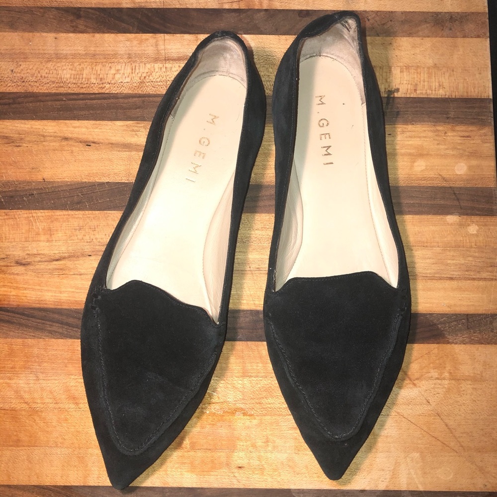 M. Gemi Black Pointed Suede Flats